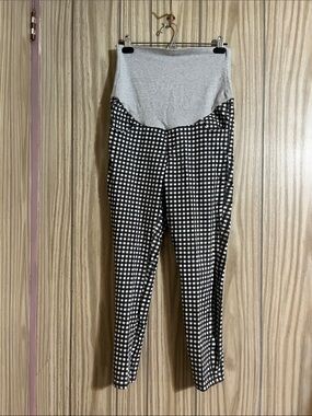 Thyme Maternity Black & White Gingham Skinny Maternity Pants